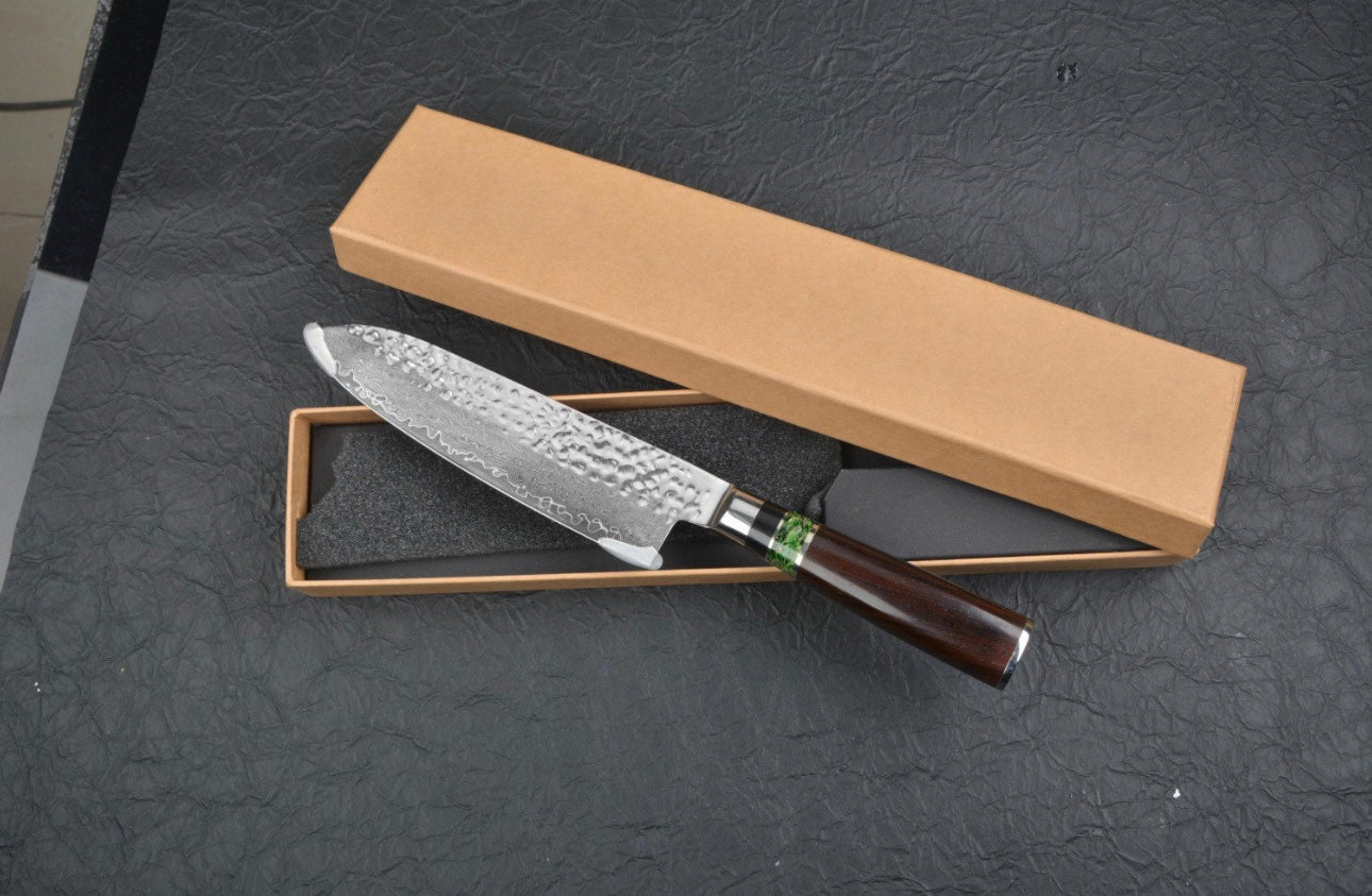 7” Japanese Gyuto Damascus Chef Knife Olive Wood Handle