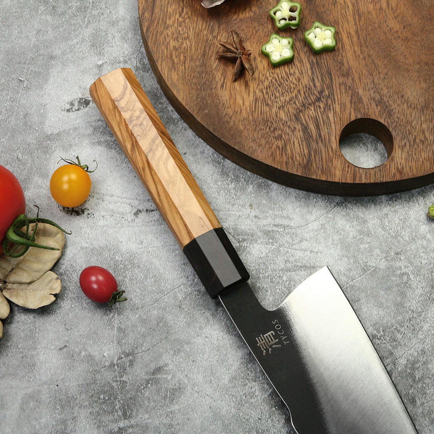 Japanese 8 Inch Gyuto Chef’s Knife 440C Steel Cooking Kitchen Cutlery Olive Wooden Handle