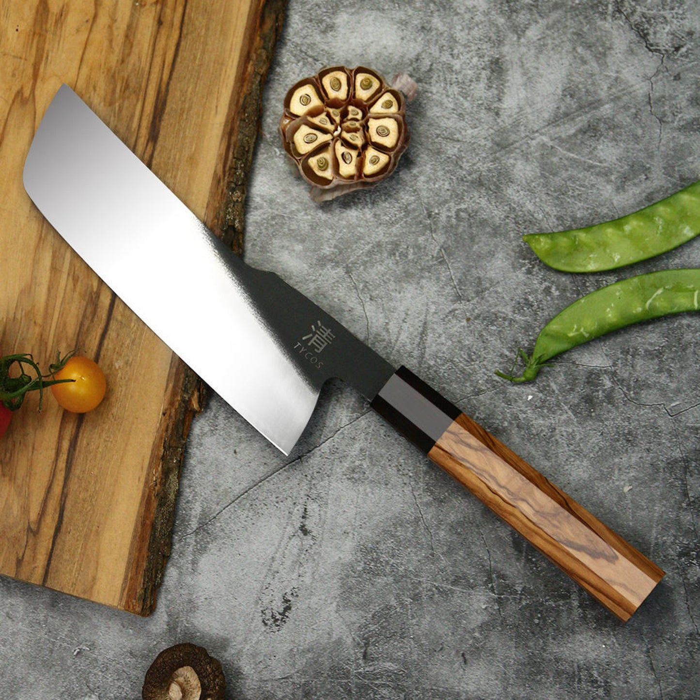 Japanese 7 Inch Nakiri Chef’s Knife 440C Steel Cooking Kitchen Cutlery Olive Wooden Handle