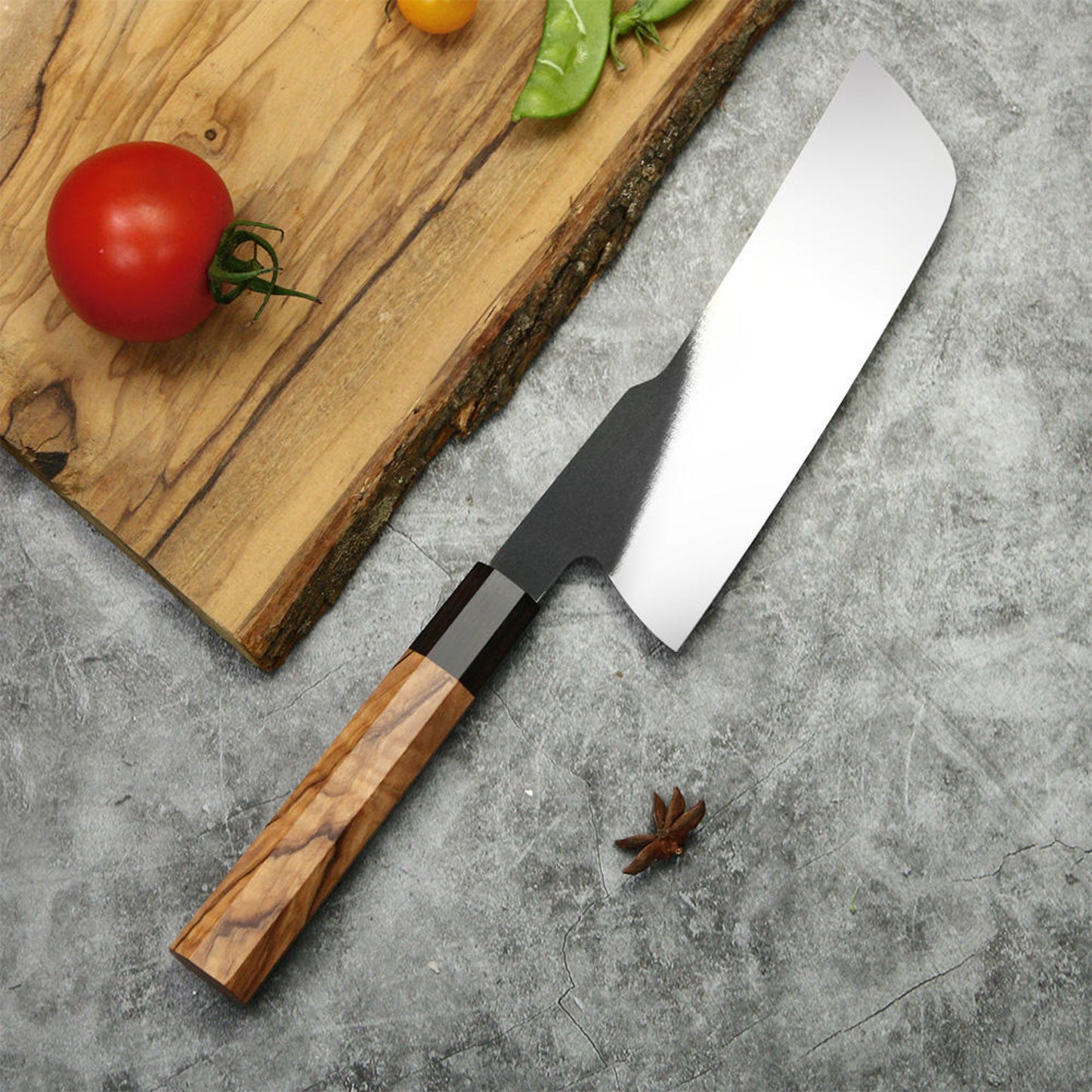 Japanese 7 Inch Nakiri Chef’s Knife 440C Steel Cooking Kitchen Cutlery Olive Wooden Handle