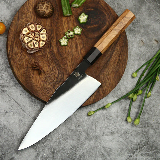 Japanese 8 Inch Gyuto Chef’s Knife 440C Steel Cooking Kitchen Cutlery Olive Wooden Handle