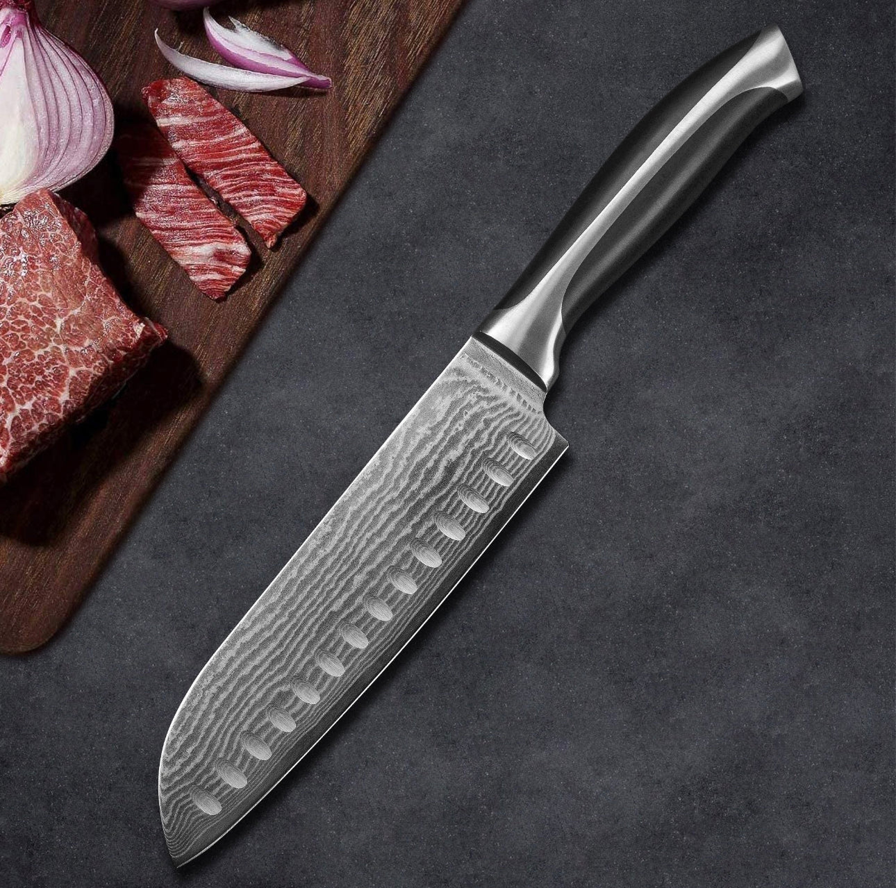 7” Japanese Santoku VG-10 Damascus Chef Knife