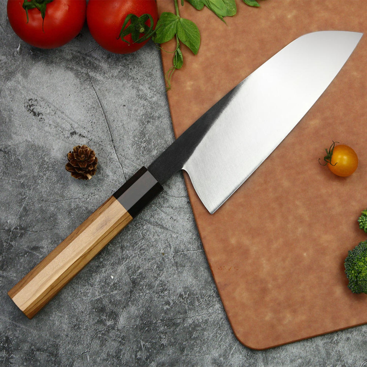 Japanese 5 Inch Deba Chef’s Knife 440C Steel Cooking Kitchen Cutlery Olive Wooden Handle