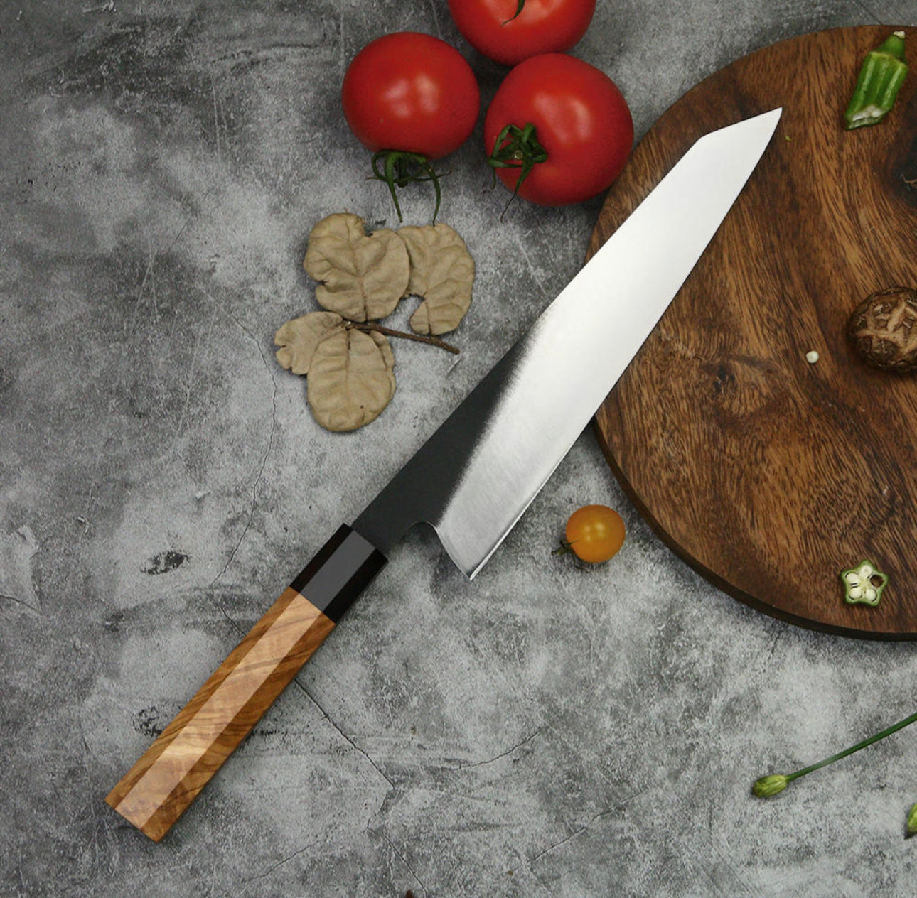 9” Japanese Chef's Knife 440C Steel With Olive Wood Handle