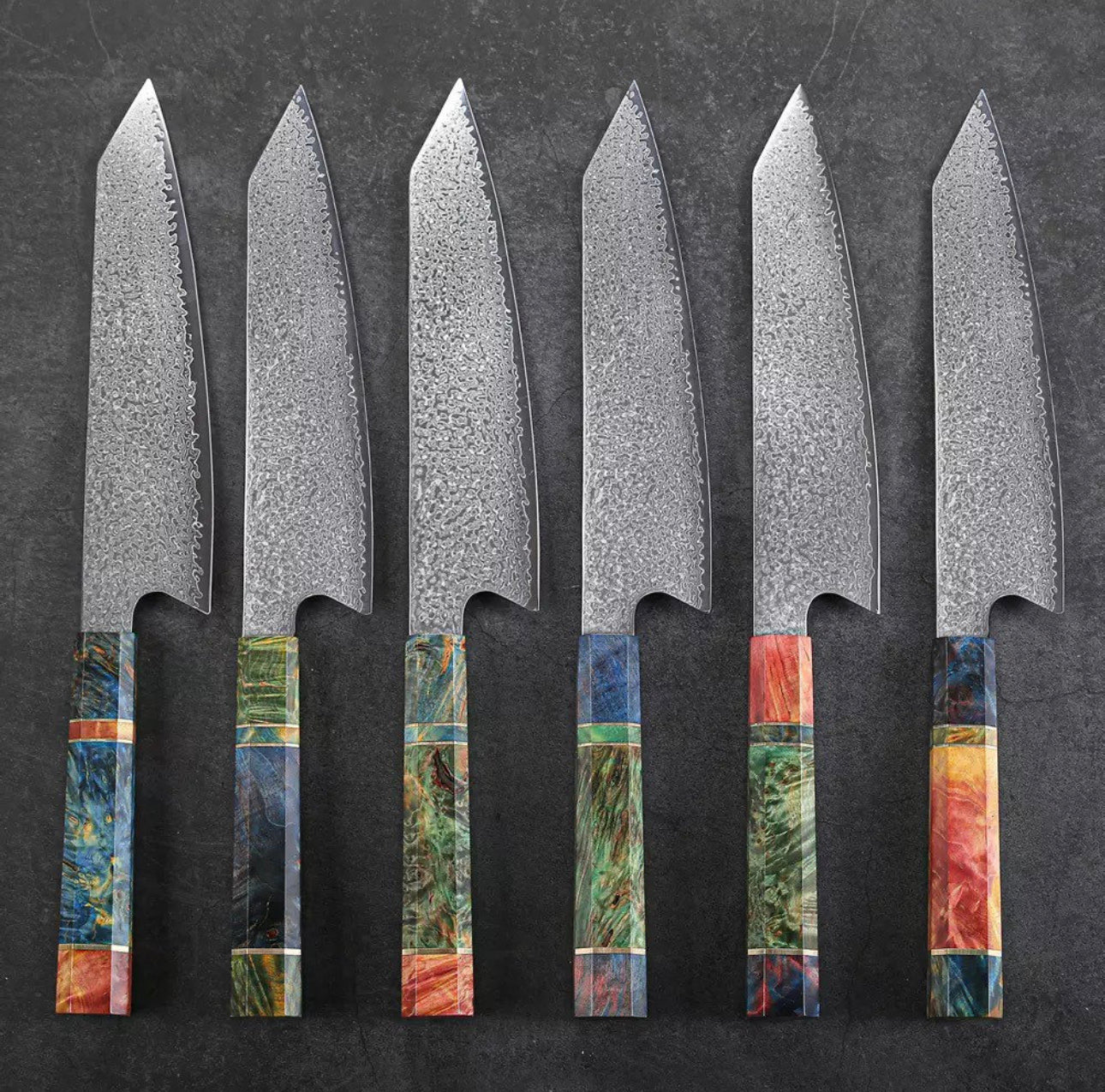 8” Kiritsuke Damascus Chef Knife With Unique Wooden Handle