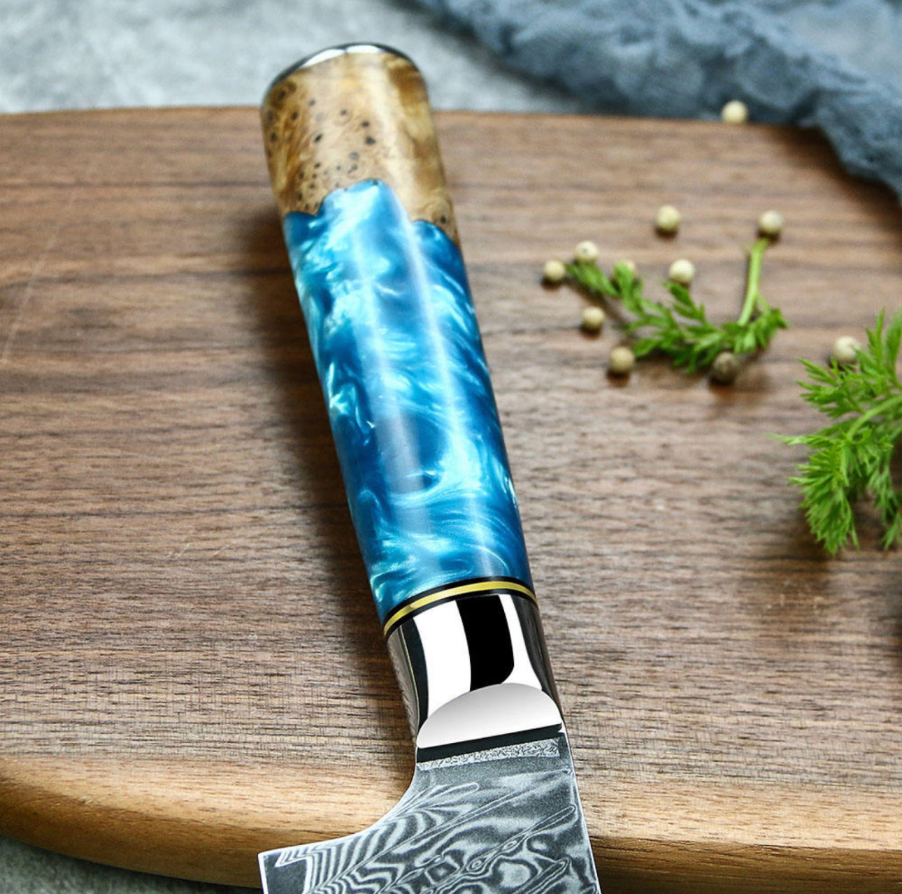 8’ Gyuto Damascus Chef Knife Blue Resin Handle