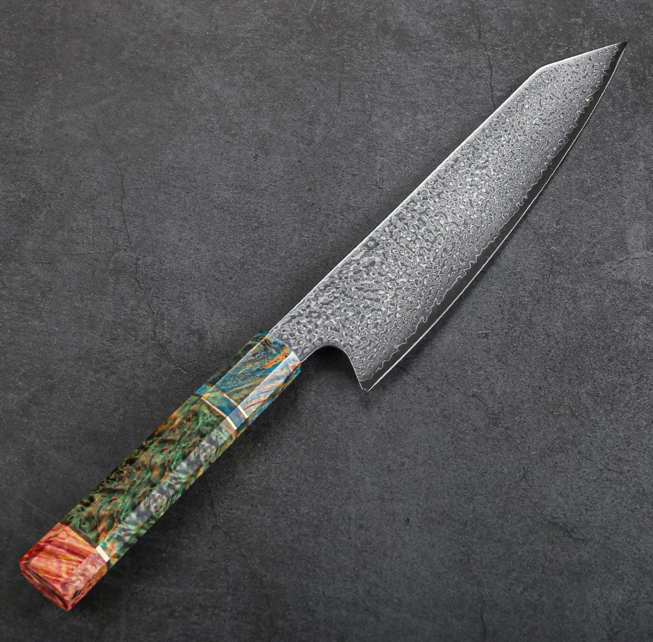 8” Kiritsuke Damascus Chef Knife With Unique Wooden Handle