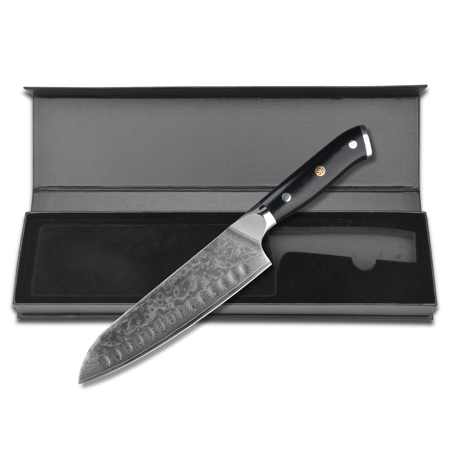 Japanese 7” Santoku Damascus Chef Knife With Professional Handle